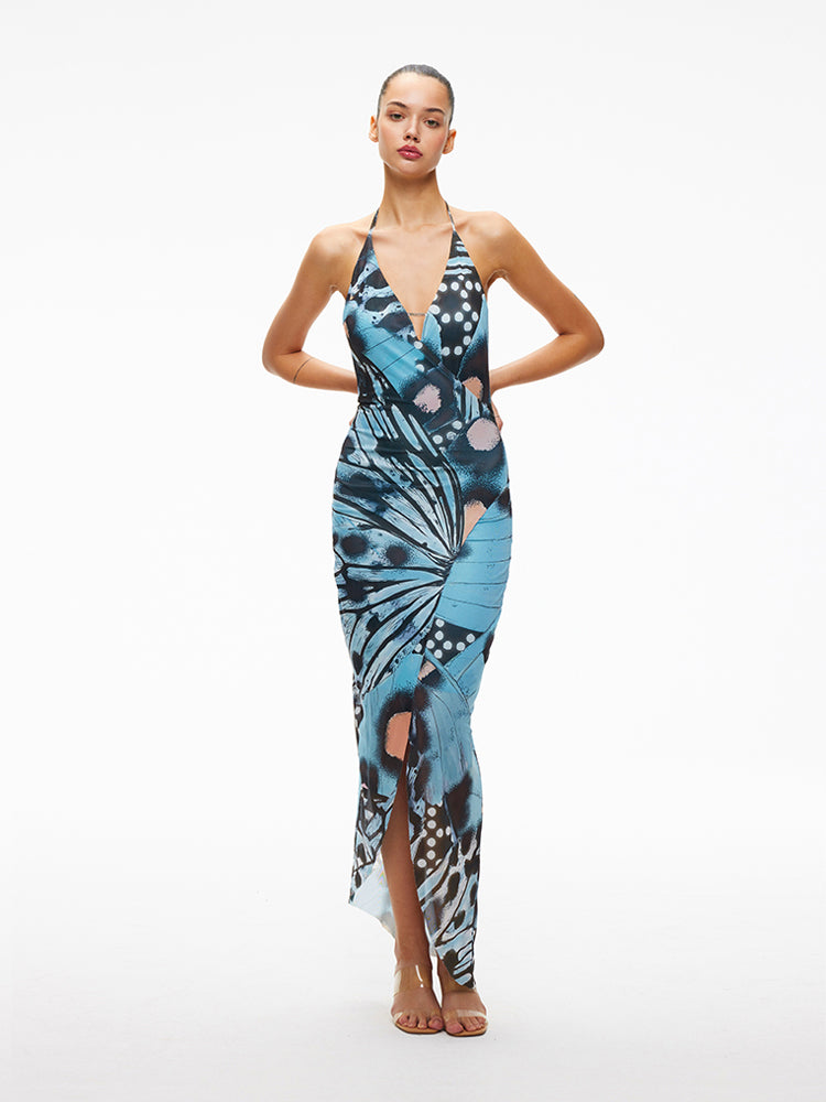 XENASERA AUTUMN BLUE BUTTERFLY DRESS