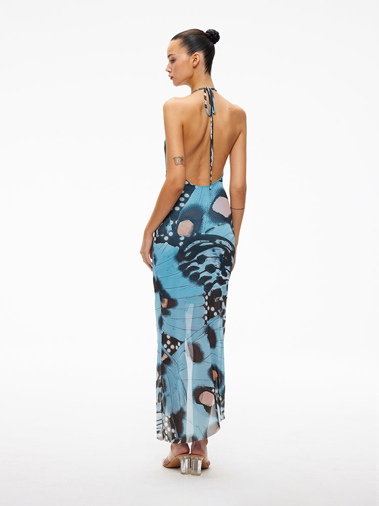 XENASERA AUTUMN BLUE BUTTERFLY DRESS