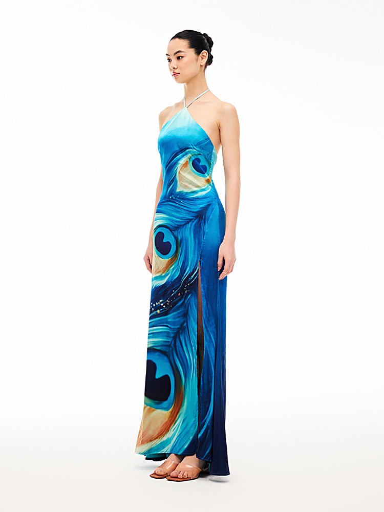 XENASERA EMERALD FEATHER DRESS