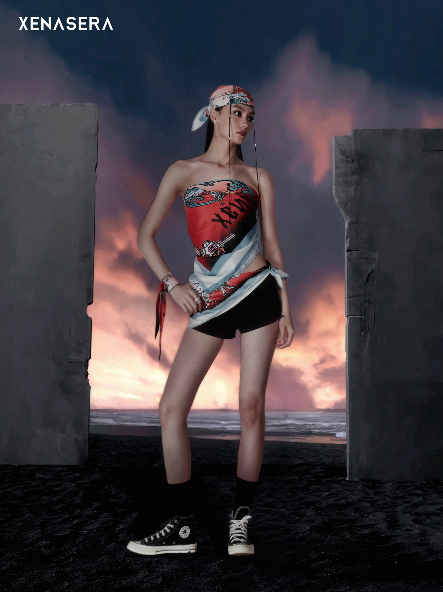 XENASERA UNISEX PRINTED SCARF