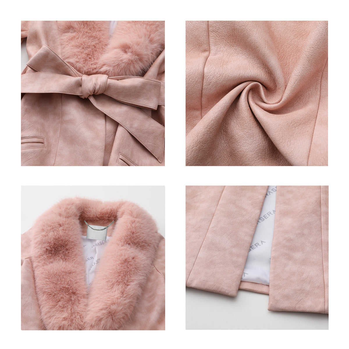 XENASERA PEACH MILKSALT LEATHER COAT