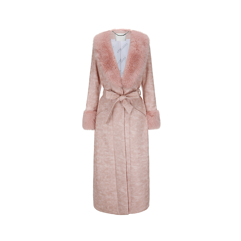 XENASERA PEACH MILKSALT LEATHER COAT