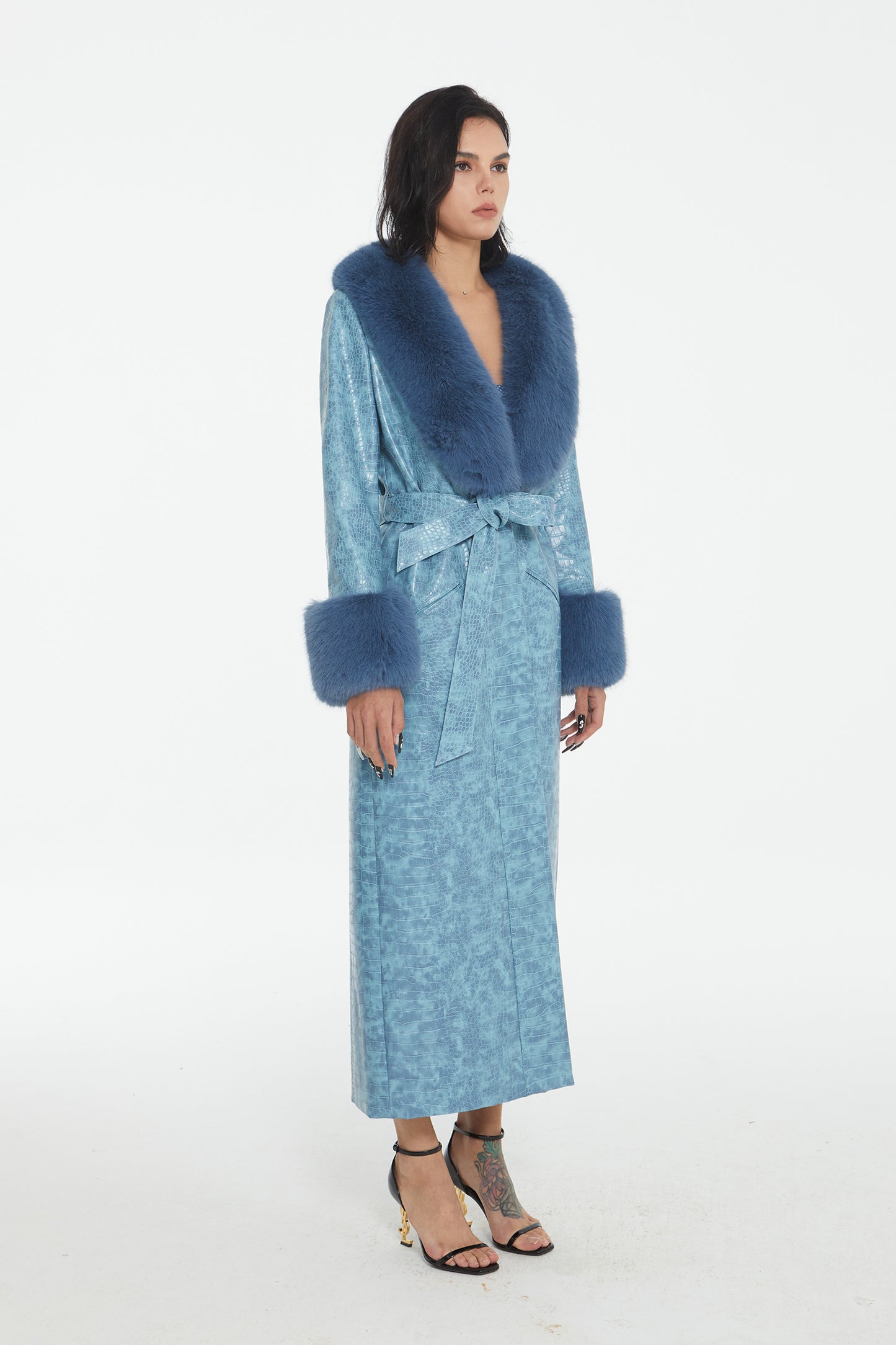 XENASERA ICY PYTHON LEATHER COAT