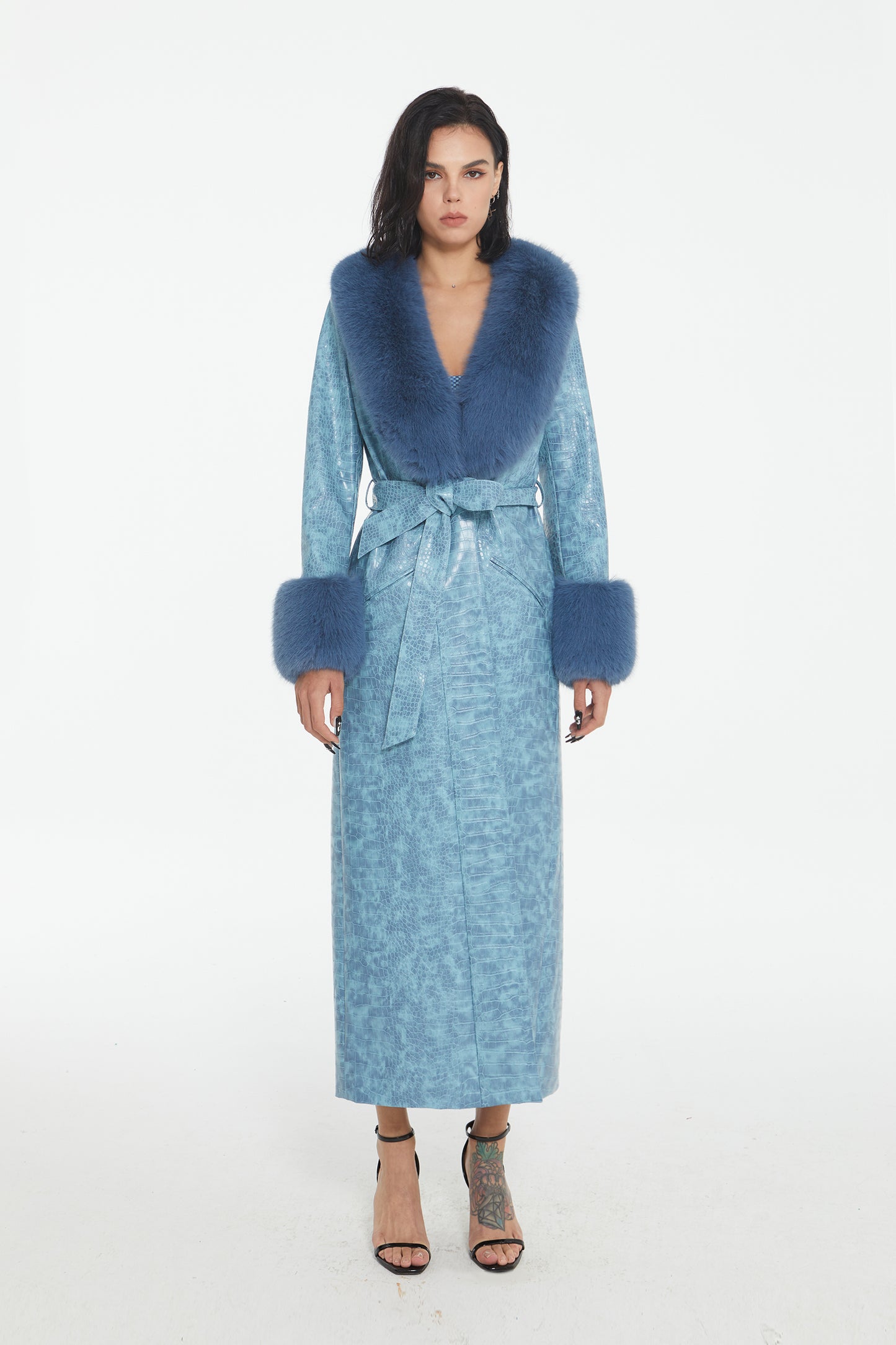 XENASERA ICY PYTHON LEATHER COAT