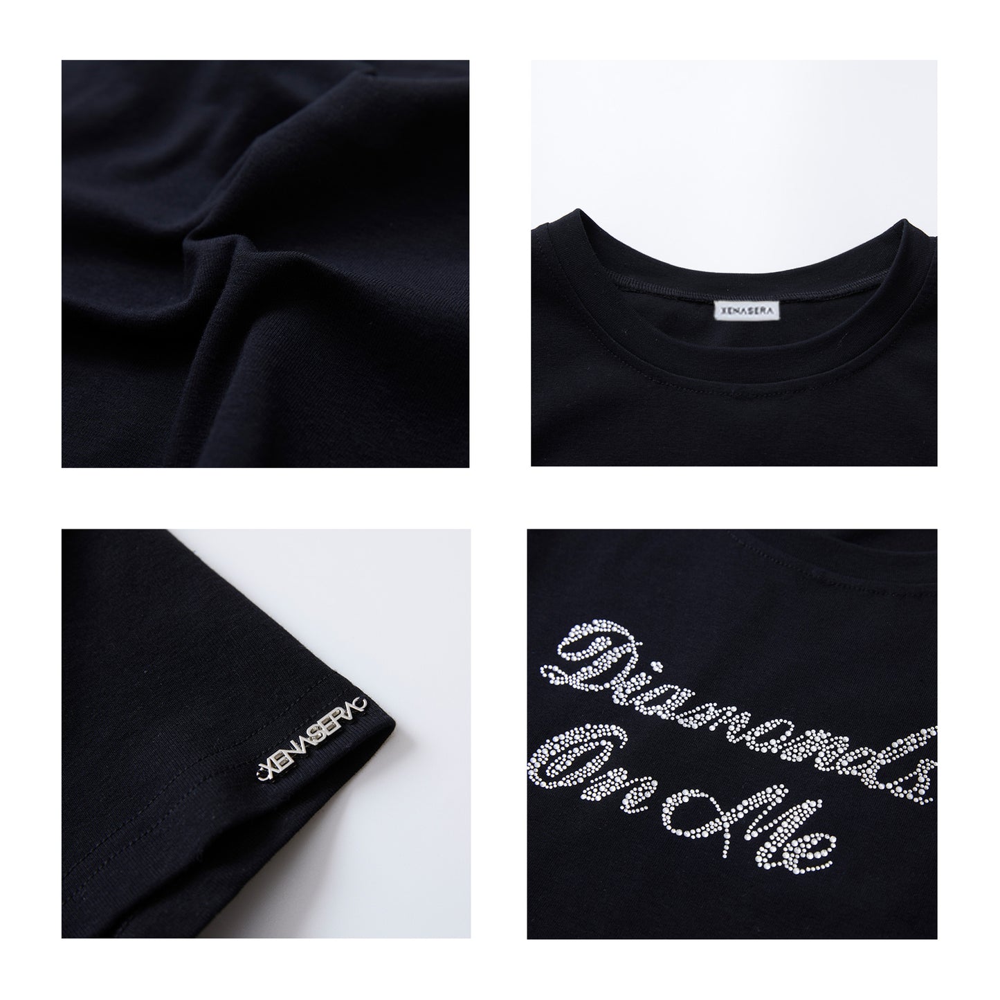 DIAMONDS ON ME SLOGAN BLACK T-SHIRT