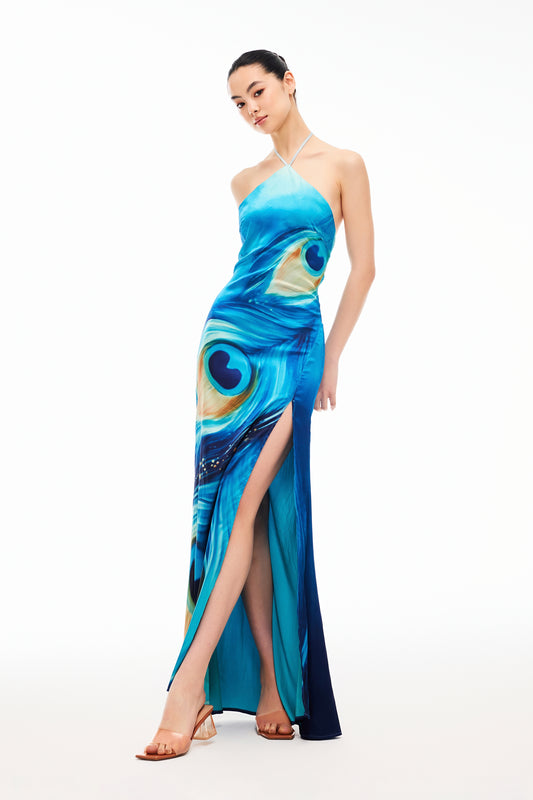 XENASERA EMERALD FEATHER DRESS
