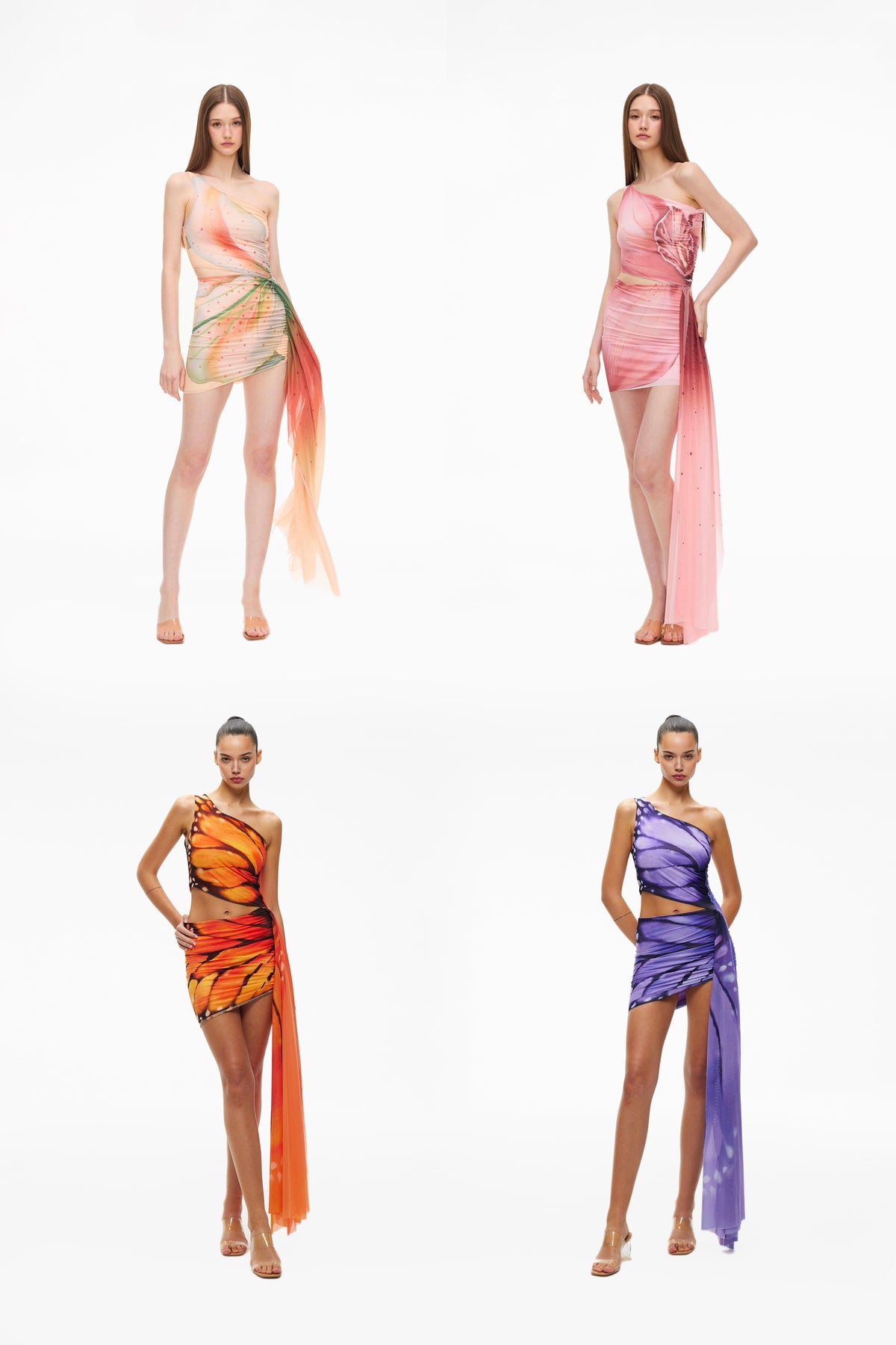 XENASERA LILY IN VEIN /ORCHID IN FLIGHT/DANAUS GENUTIA WING/ASTEROPE PECHUELI WING DRESS