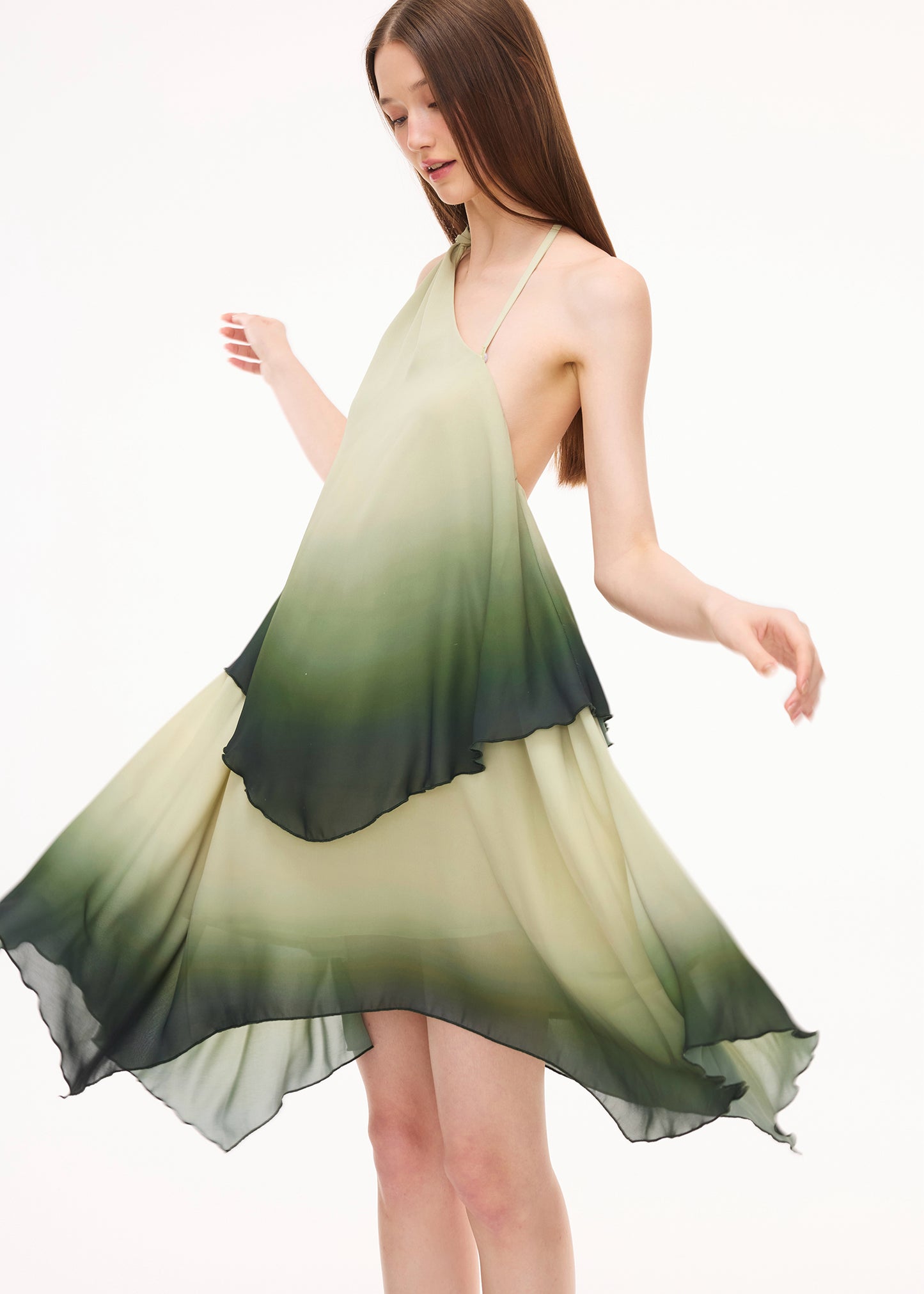 XENASERA DRIFT OF CELADON/GLOW OF MAGMA DRESS