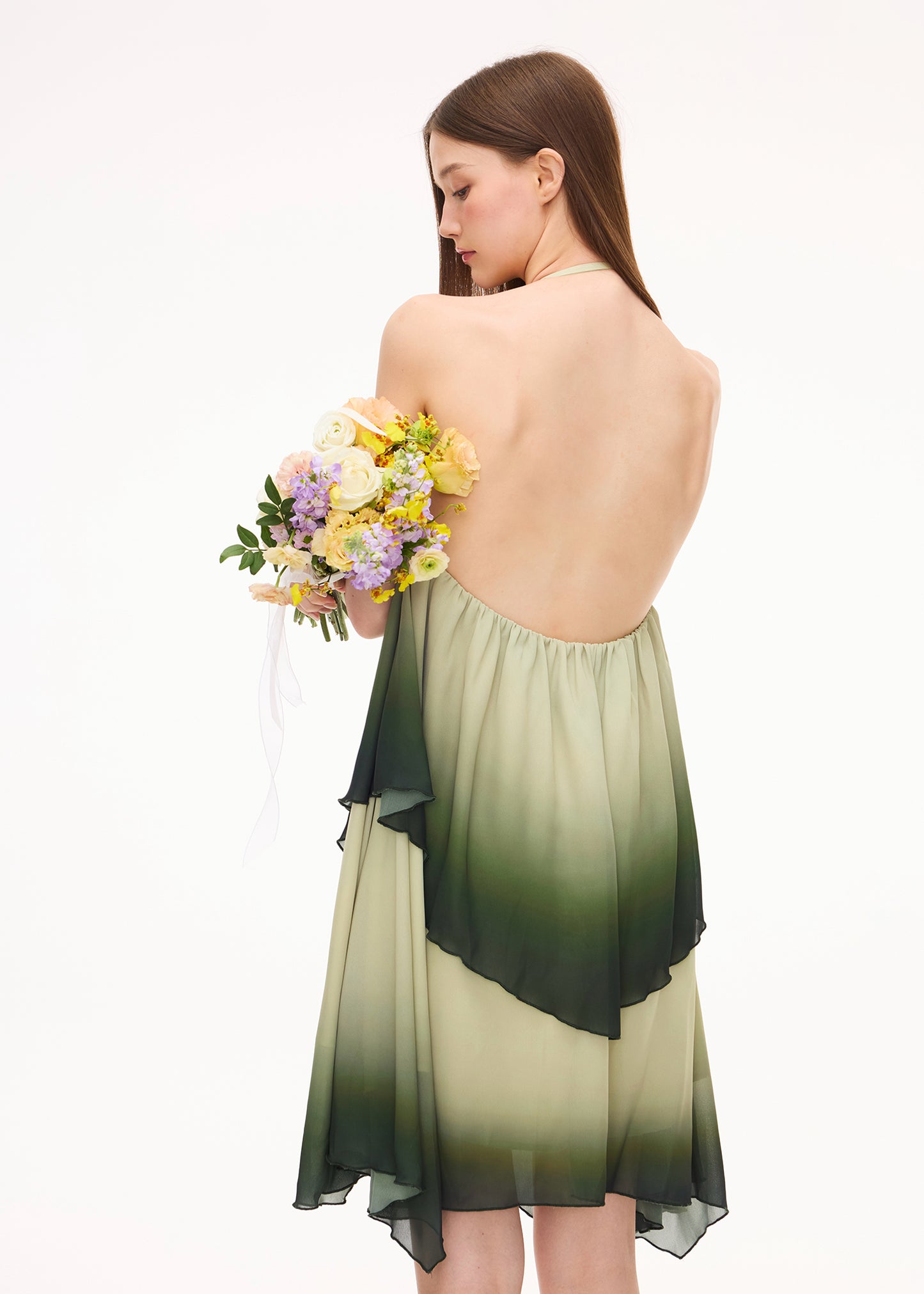 XENASERA DRIFT OF CELADON/GLOW OF MAGMA DRESS