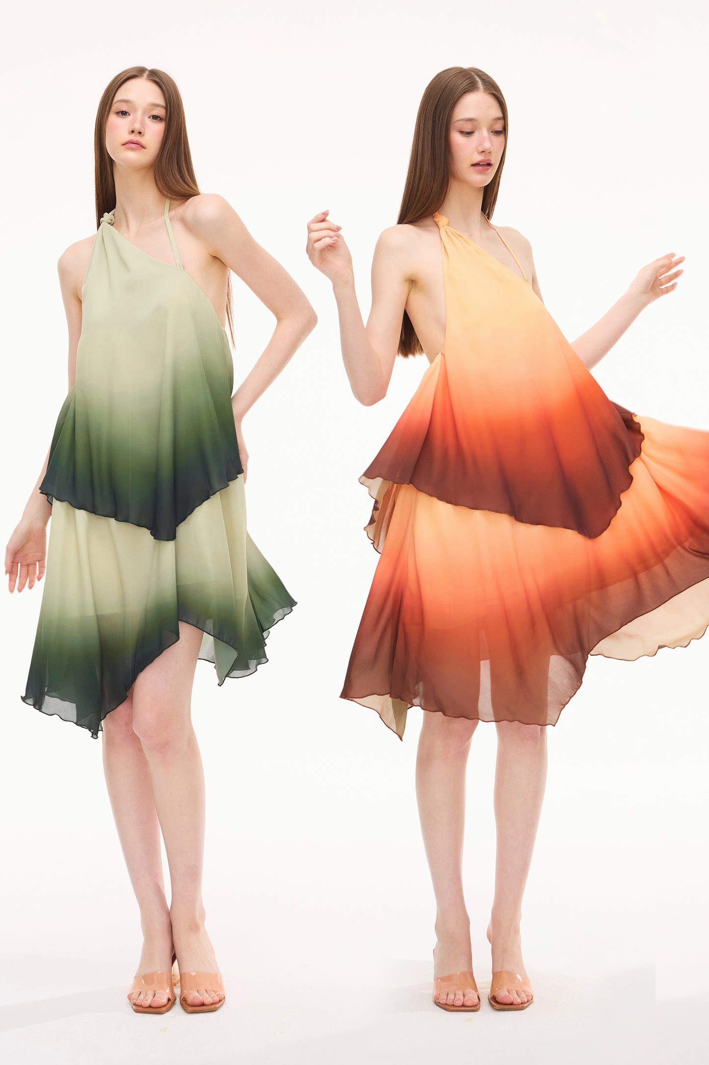 XENASERA DRIFT OF CELADON/GLOW OF MAGMA DRESS
