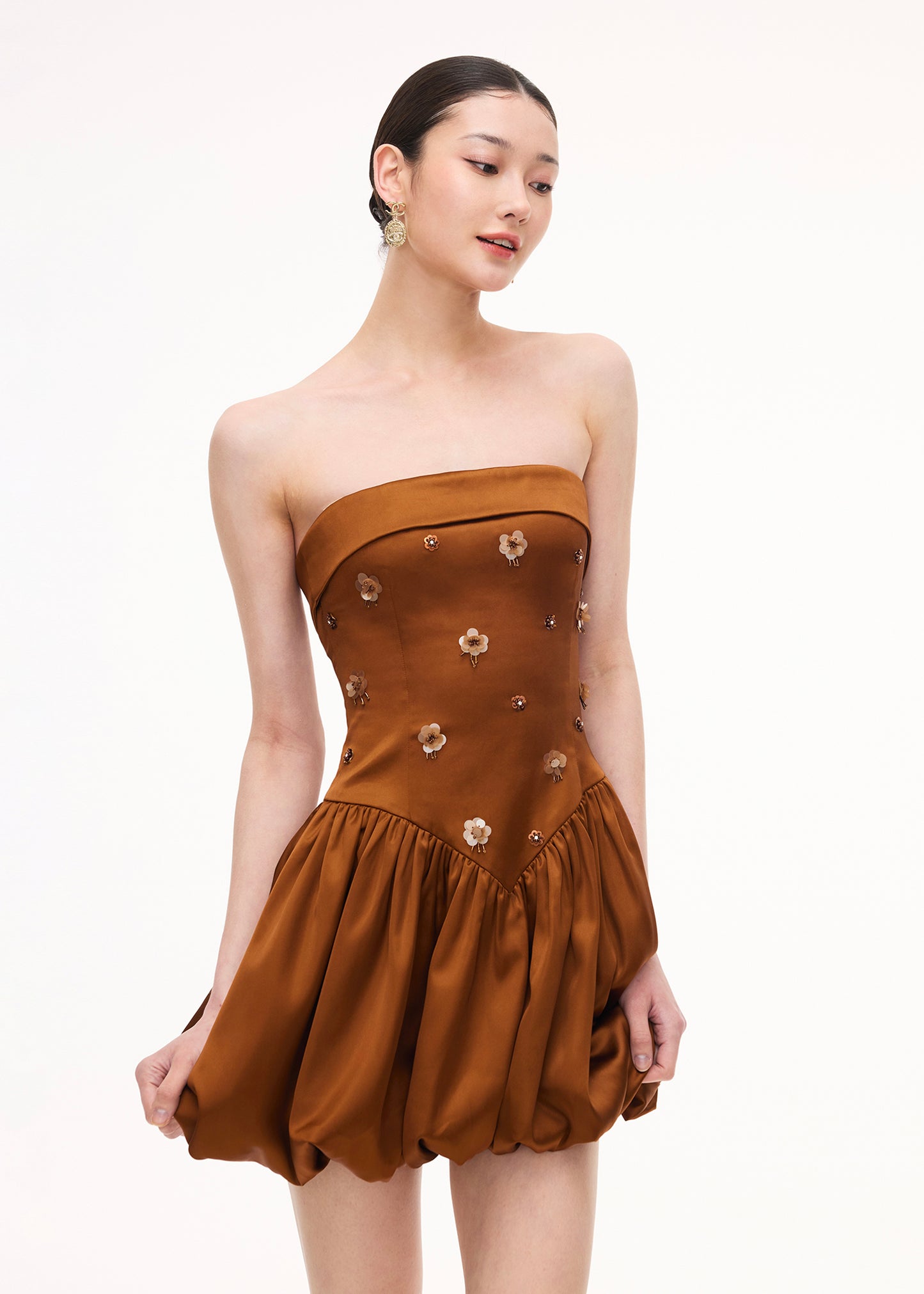 XENASERA GOLDEN FOLDED STAMEN DRESS