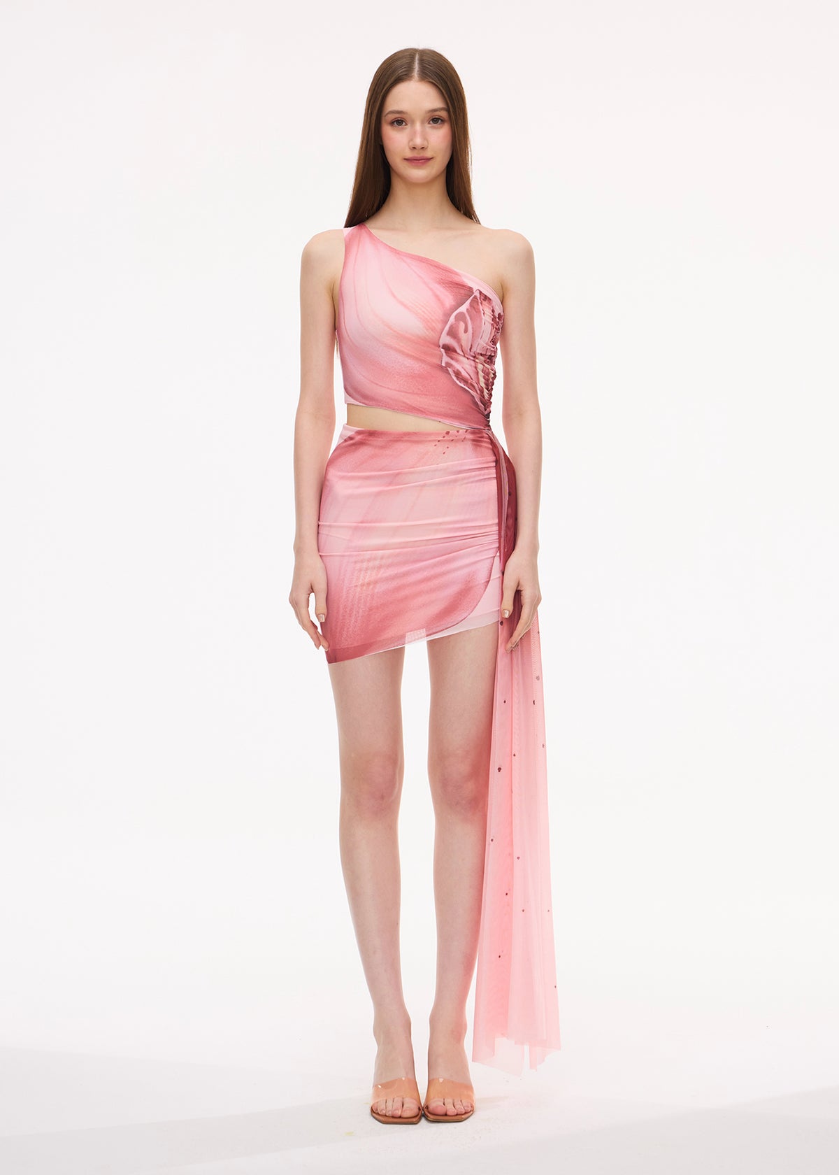 XENASERA LILY IN VEIN /ORCHID IN FLIGHT/DANAUS GENUTIA WING/ASTEROPE PECHUELI WING DRESS