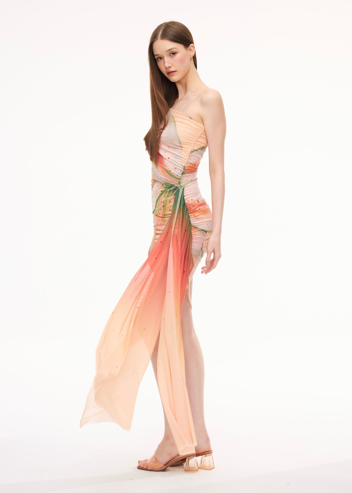 XENASERA LILY IN VEIN /ORCHID IN FLIGHT/DANAUS GENUTIA WING/ASTEROPE PECHUELI WING DRESS