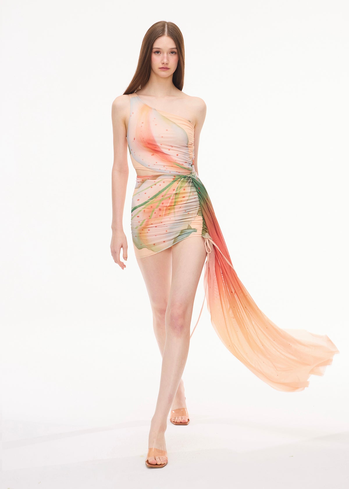 XENASERA LILY IN VEIN /ORCHID IN FLIGHT/DANAUS GENUTIA WING/ASTEROPE PECHUELI WING DRESS