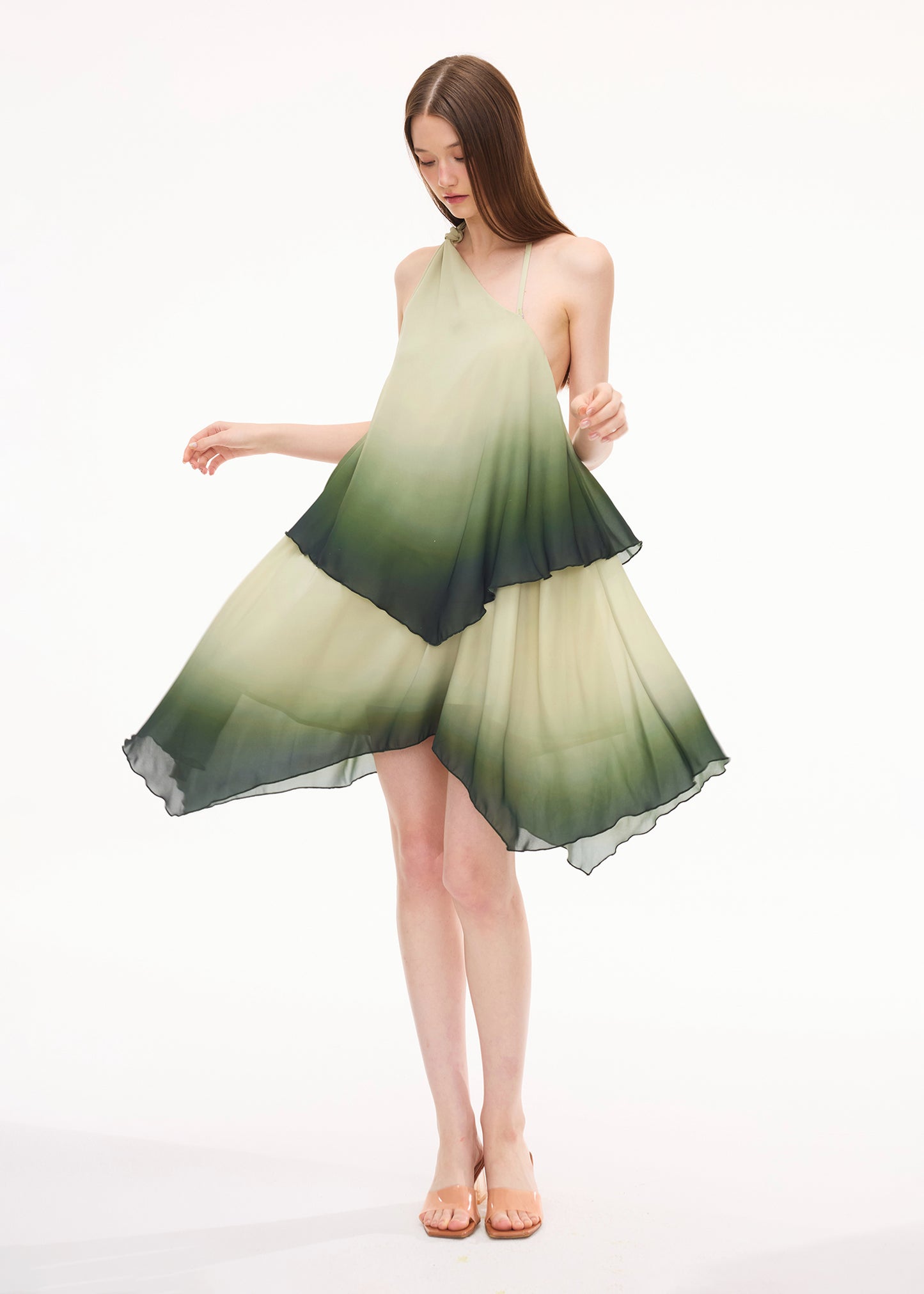 XENASERA DRIFT OF CELADON/GLOW OF MAGMA DRESS
